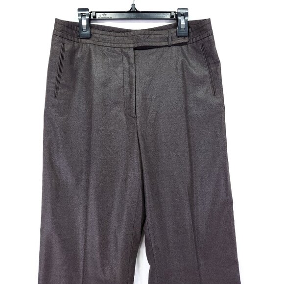 Marlowe Wool Dress Pants Womesn 8 Wide Leg Brown Designer Made In Italy - Picture 11 of 14